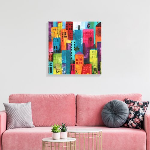 Abstract Cityscape Painting Canvas Print