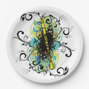 Abstract Clarinet Music Marching Band Theme Paper Plates