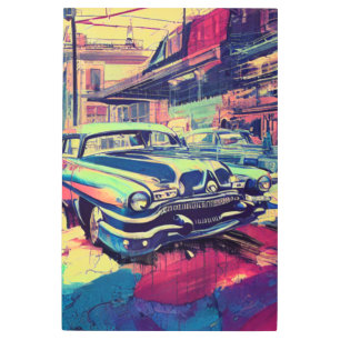 Abstract Classic Cars 1950s Metal Wall Art