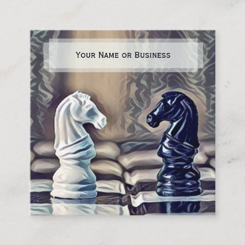 Abstract Classic Chess Knights Coach Club Square Business Card