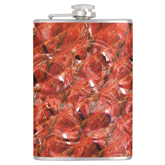 Abstract clear red with spots and crooked style flask (Front)