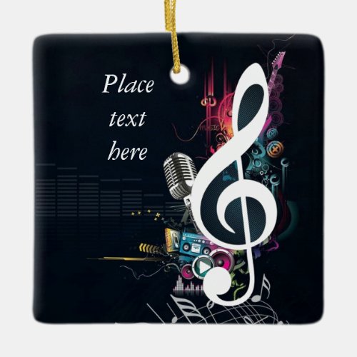 Abstract Cleft Note and Microphone Ceramic Ornamen Ceramic Ornament