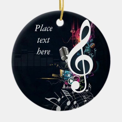 Abstract Cleft Note and Microphone Ceramic Ornamen Ceramic Ornament