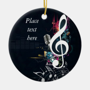 Abstract Cleft Note and Microphone Ceramic Ornament