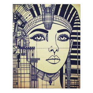 Abstract Cleopatra Head Faux Canvas Print