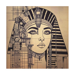 Abstract Cleopatra Head Wood Wall Art