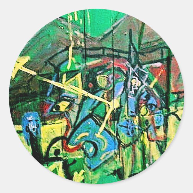 ABSTRACT CLOCK CLASSIC ROUND STICKER (Front)