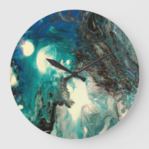 Abstract clock with fluid pour acrylic art design