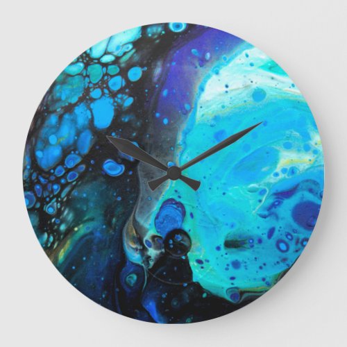 Abstract clock with fluid pour acrylic art design