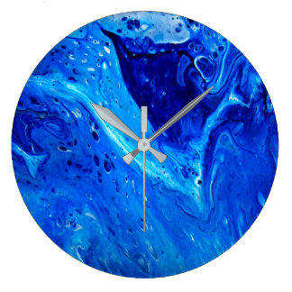 Abstract clock with fluid pour acrylic art design