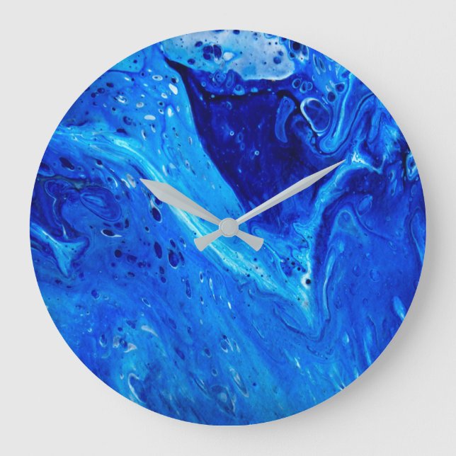 Abstract clock with fluid pour acrylic art design (Front)