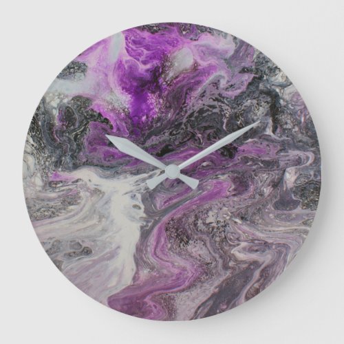 Abstract clock with fluid pour acrylic art design