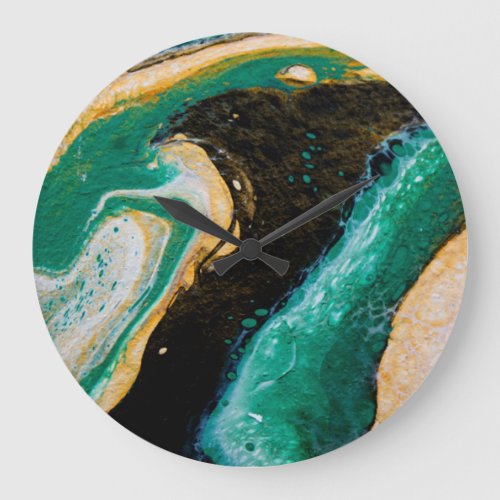 Abstract clock with fluid pour acrylic art design