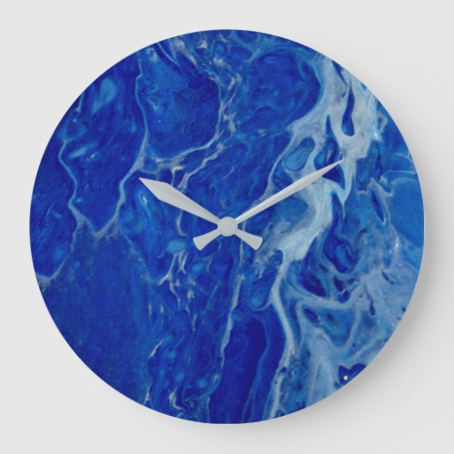 Abstract clock with fluid pour acrylic art design