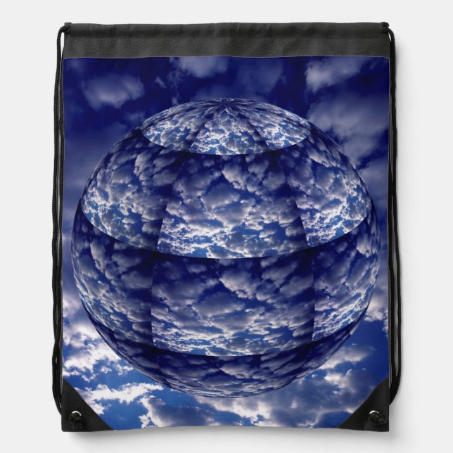 Abstract cloud 3D sphere Drawstring Bag (Front)