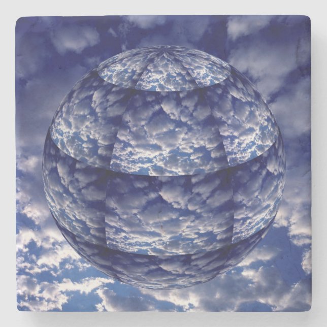 Abstract cloud 3D sphere Stone Coaster (Front)