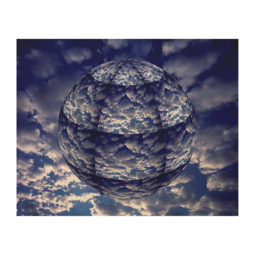 Abstract cloud 3D sphere Wood Wall Decor