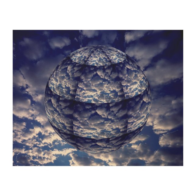 Abstract cloud 3D sphere Wood Wall Decor (Front)