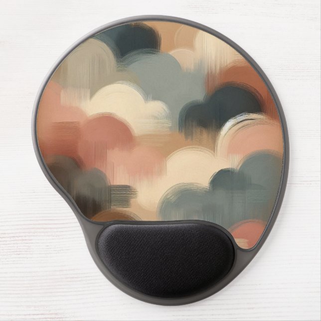 Abstract Cloud Brushstroke Mousepad — Warm Neutral (Front)