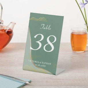 Abstract Cloud Pattern Gold Line Table Number Pede Pedestal Sign