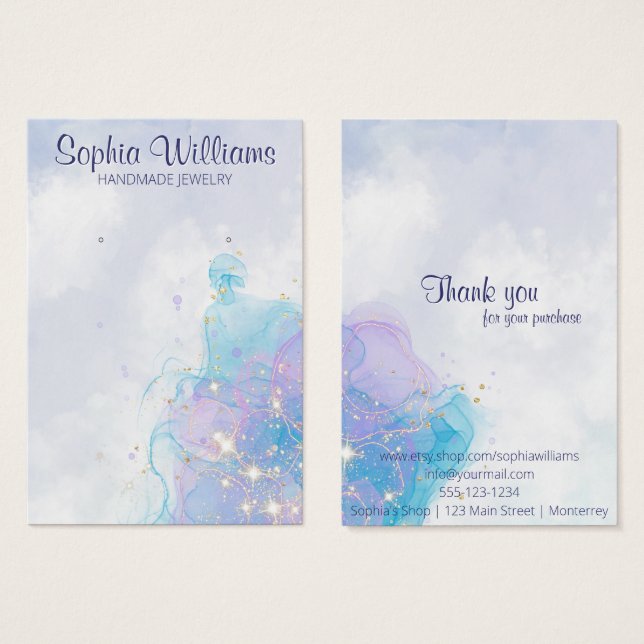 Abstract clouds earring jewelry display card (Front & Back)