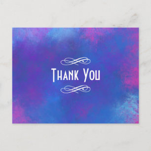 Abstract Clouds in Pink Purple and Blue Thank You Postcard