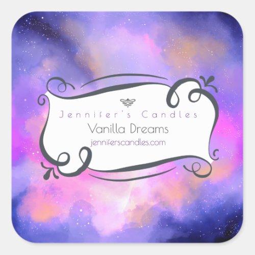 Abstract Clouds in Purple Pink and Yellow Candle Square Sticker