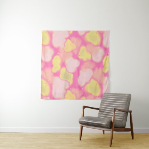 Abstract clouds _ pink  yellow tapestry