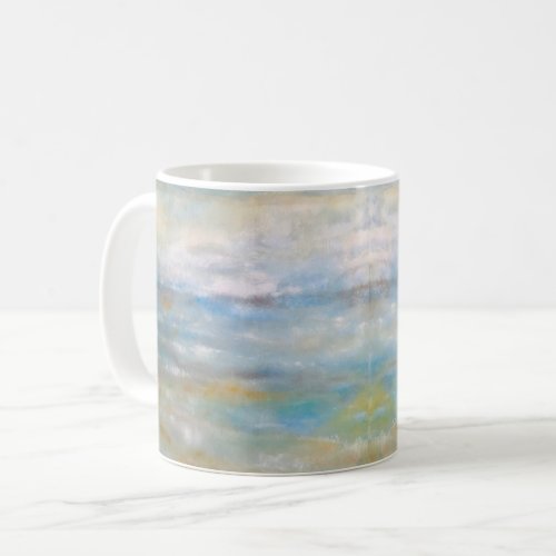 Abstract Coastal Beach Ocean Clouds Painting Coffee Mug