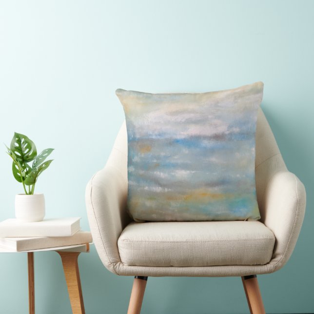 Abstract Coastal Beach Ocean Clouds Painting Throw Throw Pillow (Chair)