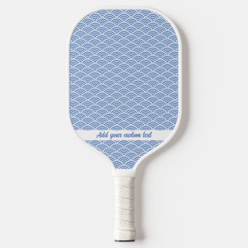 Abstract Coastal Blue Wave Pattern Custom Text Pickleball Paddle