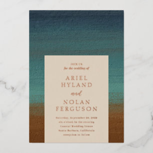 Abstract Coastal Chic Modern Wedding Foil Invitation