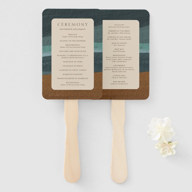 Abstract Coastal Chic Modern Wedding Hand Fan (Front and Back)