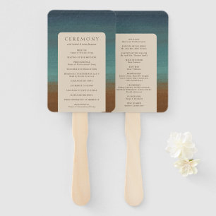 Abstract Coastal Chic Modern Wedding Hand Fan