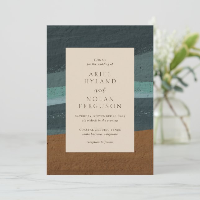 Abstract Coastal Chic Modern Wedding Invitation (Standing Front)