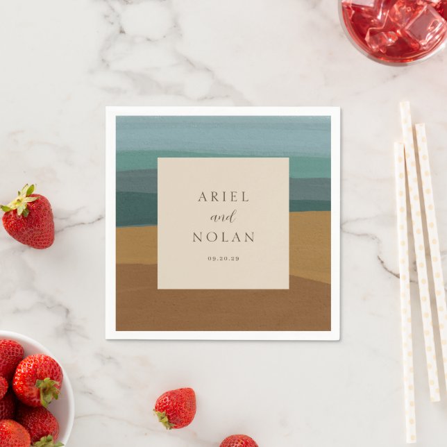 Abstract Coastal Chic Modern Wedding Napkins (Insitu)