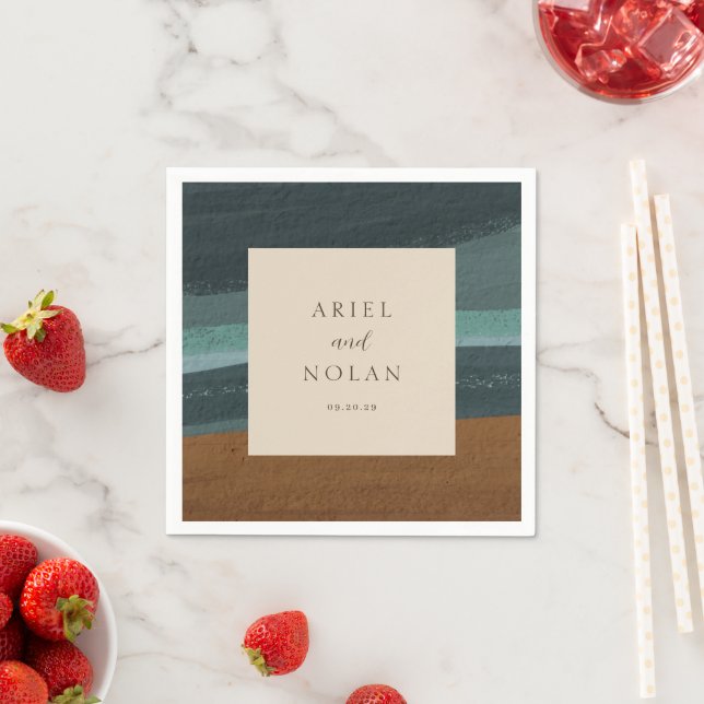 Abstract Coastal Chic Modern Wedding Napkins (Insitu)