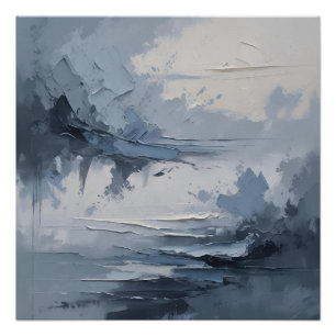 Abstract Coastal Serenity – Textured Ocean & Sky i Poster