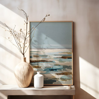 Abstract Coastal Shore Painting Canvas Print