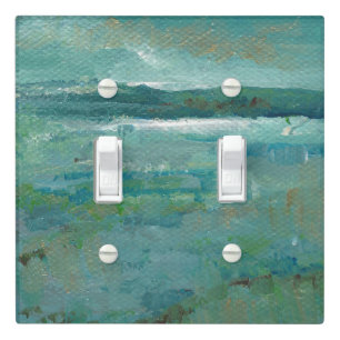 Abstract Coastal Shore With Mountains Painting Light Switch Cover
