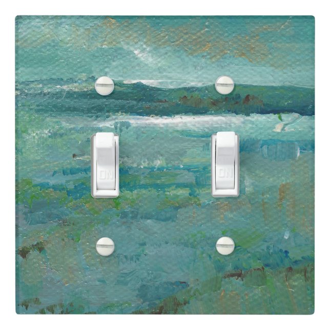 Abstract Coastal Shore With Mountains Painting Light Switch Cover (In Situ)