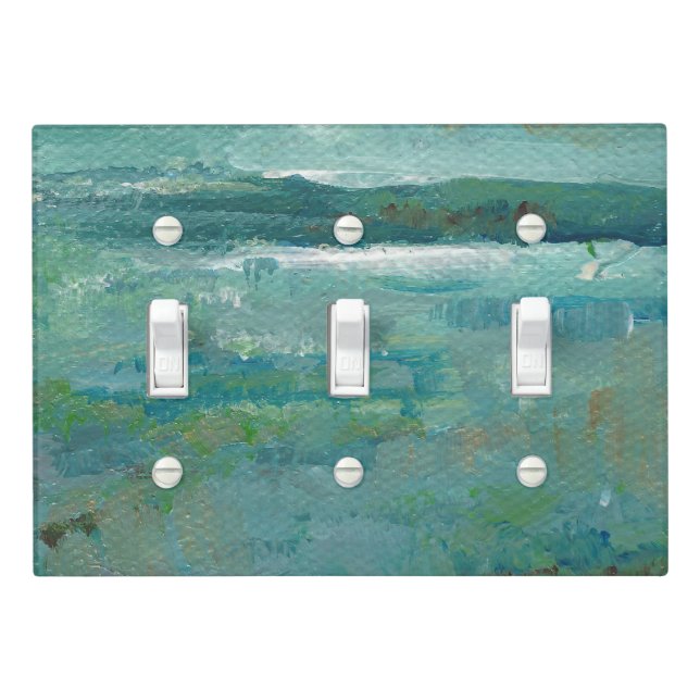 Abstract Coastal Shore With Mountains Painting Light Switch Cover (In Situ)
