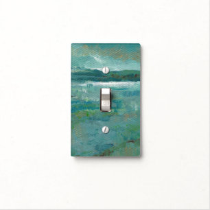 Abstract Coastal Shore With Mountains Painting Light Switch Cover