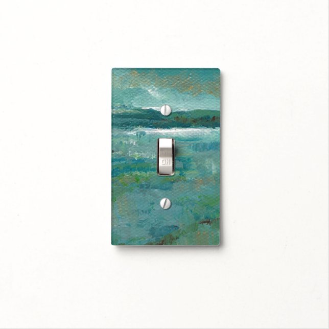 Abstract Coastal Shore With Mountains Painting Light Switch Cover (In Situ)