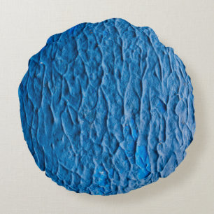 Abstract Cobalt Blue Textured Wall with Impasto Pa Round Pillow