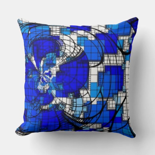 ABSTRACT COBALT BLUE WHITE Bold Bright Throw Pillow
