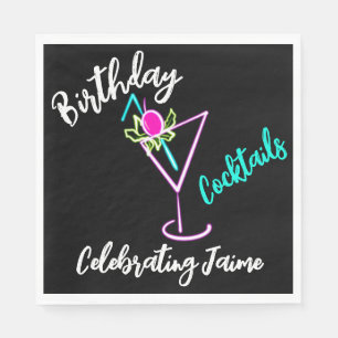 Abstract Cocktail Neon Drink Bar Club Napkins