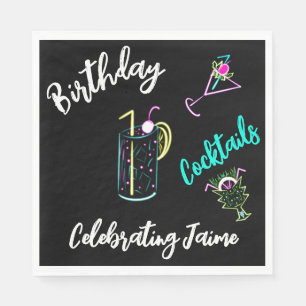 Abstract Cocktail Neon Drinks Bar Club Napkins