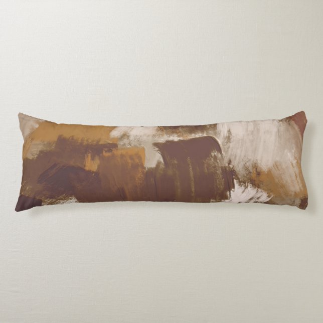 Abstract Coffee Colors Paint Strokes Body Pillow (Front)