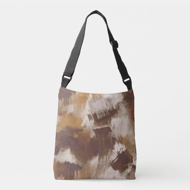 Abstract Coffee Colors Paint Strokes Crossbody Bag (Front)